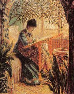 Claude Monet Camille Monet Embroidering Spain oil painting art